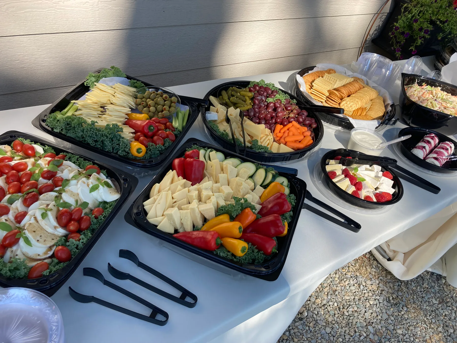 Individual picnic lunch boxes ready for a day outdoors